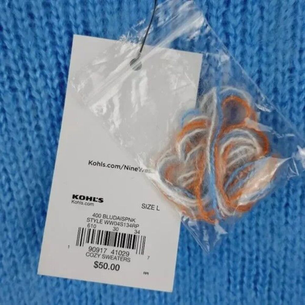 NEW Nine West Women Color Block Sweater with Balloon Sleeves Soft Cozy Size L - Picture 4 of 7